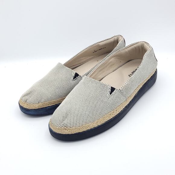 Trotters accent black linen espadrille slip on T1803-010 womens size 8.5w
